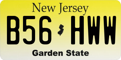 NJ license plate B56HWW