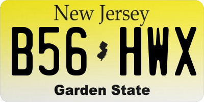 NJ license plate B56HWX