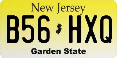 NJ license plate B56HXQ