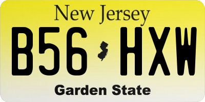 NJ license plate B56HXW