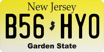 NJ license plate B56HYO