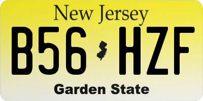 NJ license plate B56HZF