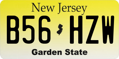 NJ license plate B56HZW