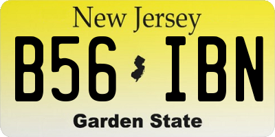 NJ license plate B56IBN