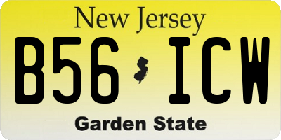NJ license plate B56ICW