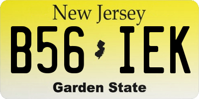 NJ license plate B56IEK