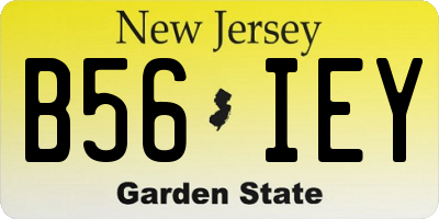 NJ license plate B56IEY