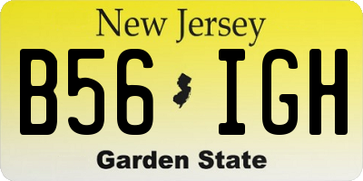 NJ license plate B56IGH