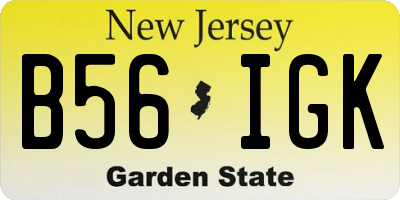 NJ license plate B56IGK