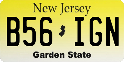 NJ license plate B56IGN