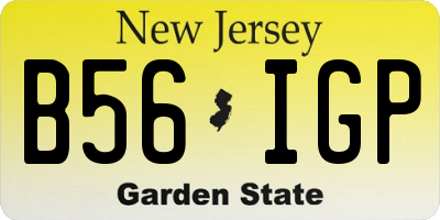NJ license plate B56IGP