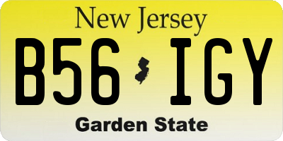 NJ license plate B56IGY