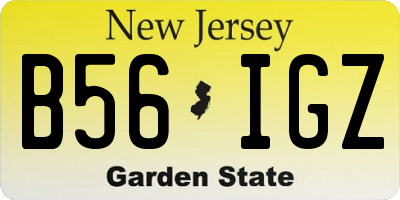 NJ license plate B56IGZ