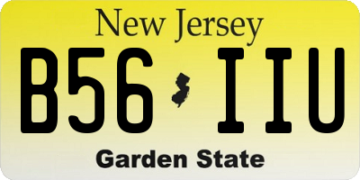 NJ license plate B56IIU