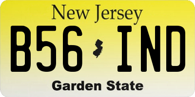 NJ license plate B56IND