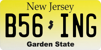 NJ license plate B56ING