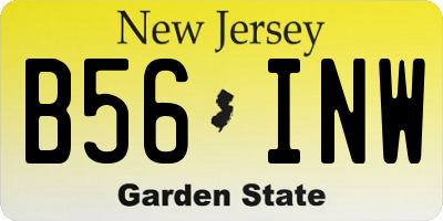 NJ license plate B56INW