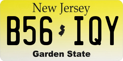 NJ license plate B56IQY