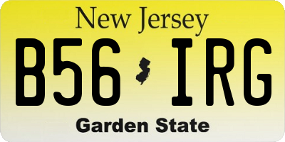 NJ license plate B56IRG