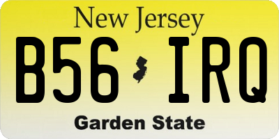 NJ license plate B56IRQ