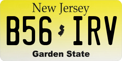 NJ license plate B56IRV