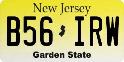 NJ license plate B56IRW
