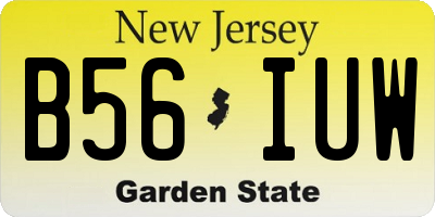 NJ license plate B56IUW