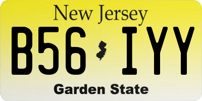 NJ license plate B56IYY