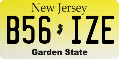 NJ license plate B56IZE