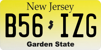 NJ license plate B56IZG