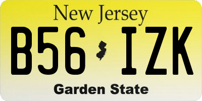 NJ license plate B56IZK