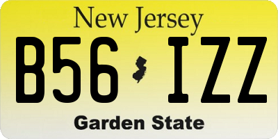 NJ license plate B56IZZ