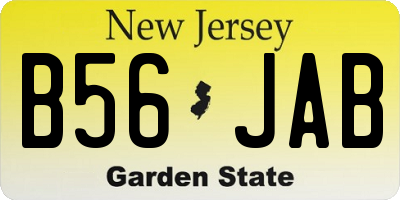 NJ license plate B56JAB