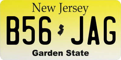 NJ license plate B56JAG
