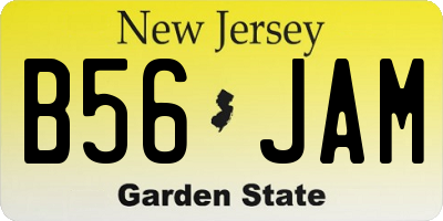 NJ license plate B56JAM