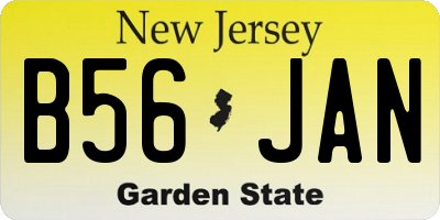 NJ license plate B56JAN