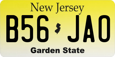 NJ license plate B56JAO