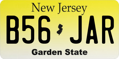 NJ license plate B56JAR