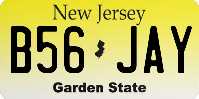 NJ license plate B56JAY
