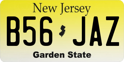 NJ license plate B56JAZ