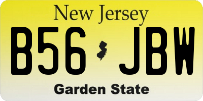 NJ license plate B56JBW