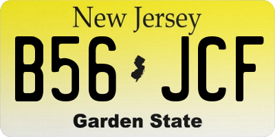 NJ license plate B56JCF