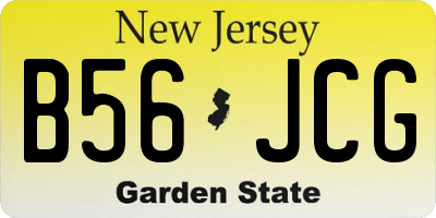 NJ license plate B56JCG