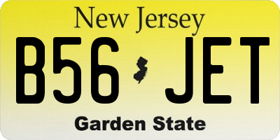 NJ license plate B56JET