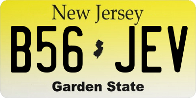 NJ license plate B56JEV