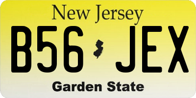 NJ license plate B56JEX