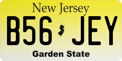 NJ license plate B56JEY