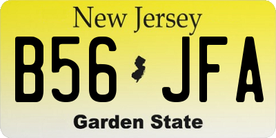 NJ license plate B56JFA