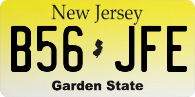 NJ license plate B56JFE