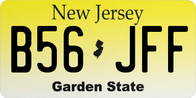 NJ license plate B56JFF